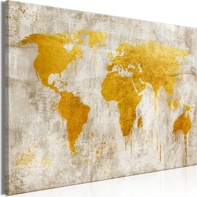 Produktbild von Modernes Wandbild k-A-0499-b-a (120x80 cm) - 1 Teilig Bilder Fotografie auf Leinwand Foto Bild Dekoration Wand Bilder Kunstdruck WELTKARTE