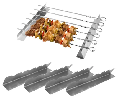 Image de 4 brochettes en acier inoxydable de 30 cm - Idéales pour la grillade et le barbecue