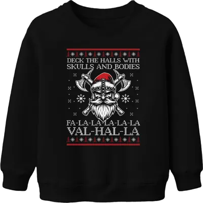 Obrázek produktu pro Valhalla Viking Nordmann Viking - vánoční dárek Uni dětský vánoční svetr, černý, 152 cm