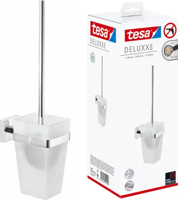 Produktbild von tesa Toilettenbürste mit Halterung ohne Bohren - Wandmontage - chrom - DELUXXE