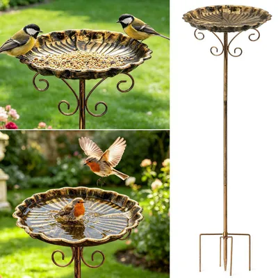 Produktbild von Vogeltränke Stehend 77 cm Metall Blütendesign mit Erdspieß