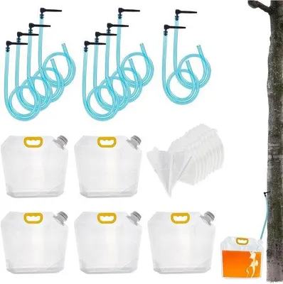 Immagine prodotto di Kit per la raccolta dello sciroppo d'acero, set da 10 pezzi con rubinetti, tubi flessibili e filtri per sacchi da 5 litri