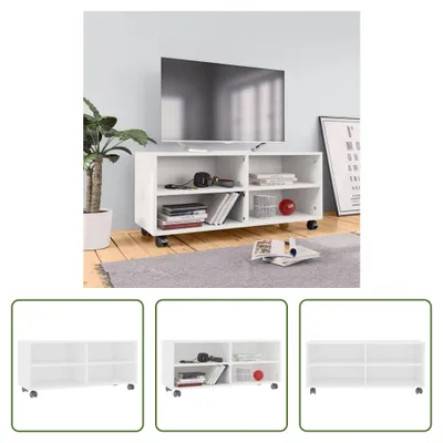 Produktbild von The Living Store TV-Schrank mit Rollen Weiß 90x35x35 cm Holzwerkstoff