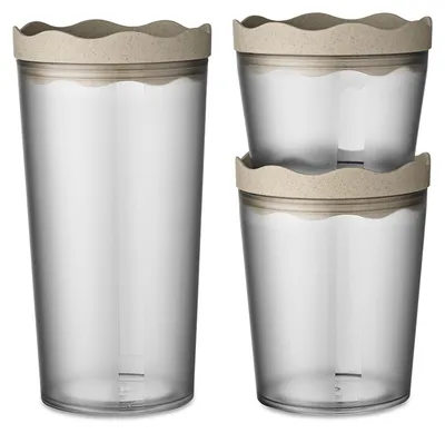 Obrázek produktu pro koziol 7877700 koziol Vorratsdosen-Set Prince 7,5/12,0/20,0 cm hoch transparent, beige 0,3/0,75/1,0 l, 1 Set