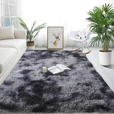Image de Tapis à poils longs Unyqoos®, 80 x 160 cm, 4 cm de peluche, gris foncé, doux et lavable, idéal pour le salon, la chambre à coucher et la chambre d'enfant, antidérapant