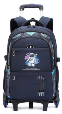 Immagine prodotto di Zaino da scuola con ruote per ragazzi, 28 litri, trolley con 6 ruote, colore blu, dimensioni 48x32x18 cm