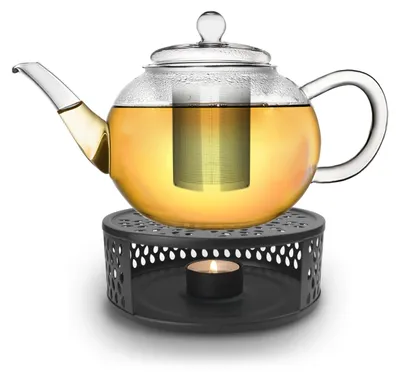 Teekanne "Plat" 1,2 l mit Filter & Stövchen Schwarz