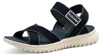 Produktbild von s.Oliver Damen Sandalen flach mit Klettverschluss Elastisch, Blau (Navy), 38 EU