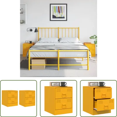 Immagine prodotto di The Living Store Comodini 2 pz. Giallo 34,5x39x44 cm Acciaio