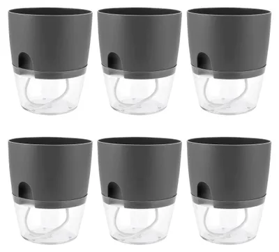 Produktbild von 6 Stück Kräutertopf Selbstbewässernd 15cm, Selbstbewässernder Blumentopf mit Wasserspeicher, Selbstbewässernder Topf Pflanztopf für Fensterbank, Küchenkräuter