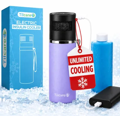 Insulinkühlbox Reiseetui mit USB & Bio-Gel, Lavendel