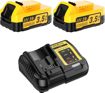 Produktbild von Für DeWalt 20V Akkuwerkzeuge, Ersatzakku DCBP034/DCBP518 Li-Ion 3500 mAh, kompatibel mit Compact 2BAT-4A Ladegerät, himmelblau