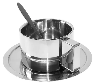 Edelstahl Kaffeebecher doppelwandig 200 ml mit Löffel