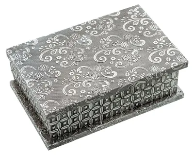 Productafbeelding van Metalen sieradendoosje, rechthoekig, met Arabeske decoratie, zilverkleurig