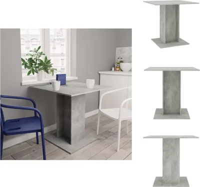 A dining table set up in a small dining area next to a window, with additional product shots on the right.