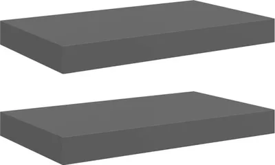Produktbild von vidaXL Schweberegale 2 Stk. Hochglanz-Grau 40x23x3,8 cm MDF
