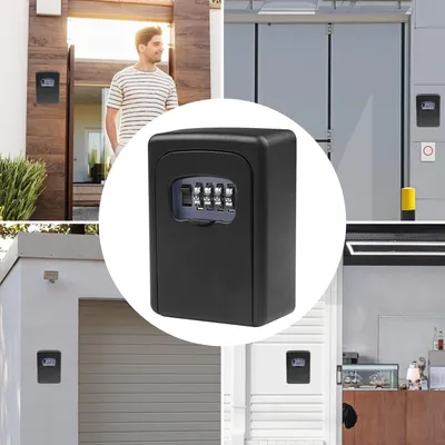 Produktbild von Wasserdichte und rostfreie wandmontierte Schlüsselbox mit 4-stelligem Code - Schwarz