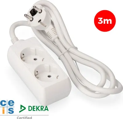 Image de Multi-prise Schuko 2 Voies Edm Rallonge 2 Prises Schuko, Câble 3m - Edm