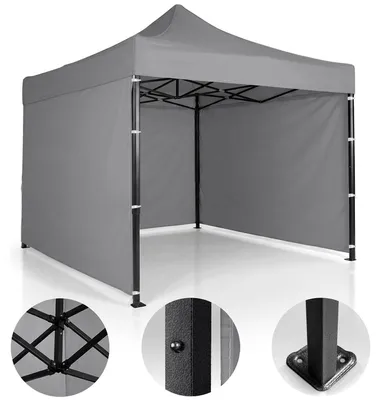 Produktbild von Gartenpavillon mit 3 Wänden, 3 x 3 m, grau, Plonos