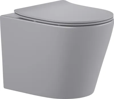 Produktbild von Wand-WC Set Nakia Tiefspüler ohne Spülrand kurz hellgrau matt mit WC-Sitz 1281399