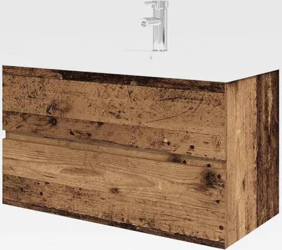 Produktbild von Waschbeckenunterschrank mit Einbaubecken und Wasserhahn, Bad Waschtisch, Bad Waschbecken, Waschtischunterschrank, Badezimmer Waschtisch