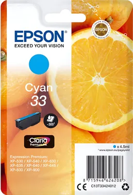 Image de Epson EP62620 Encre originale 33 cyan XP-530-XP-7100, 4.5ml