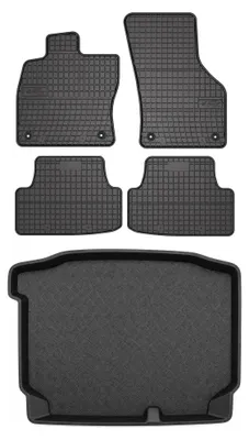 Zdjęcie produktu dla Dywaniki gumowe + mata bagażnika do Seat Leon III 2012-2020 (hatchback, 5-drzwiowy, jedna podłoga) – czarne, dopasowane – Wielganizator SolidPRO