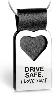 Produktbild von FABACH Herz Schlüsselanhänger mit Gravur aus Leder - Auto Glücksbringer Anhänger Fahr vorsichtig - Drive Safe I Love You
