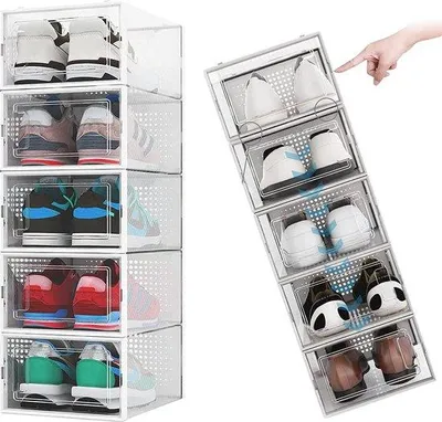 Produktbild von Famanu Schuhboxen Set 10 Stück - Stapelbare Aufbewahrungsboxen für Schuhe bis Größe 45