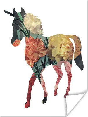 Produktbild von MuchoWow® Poster Eine Illustration eines Kunstwerks eines Einhorns - Mädchen - Mädchen - Kinder Em 90x120 cm - Wohnzimmer