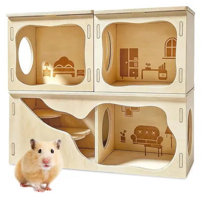 Produktbild von Solidchoice – Hamster-Tunnel-Set, bestehend aus 3 Holz-Verstecken