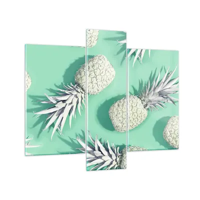 Produktbild von Bilder auf glas - Ananas Obst Saft - 95x80cm - Glasbilder - Wandbilder - Kunstdruck - zum Aufhängen bereit - Wanddekoration aus Glas - Glas Bilder - Wandbild auf Glas - 3 Teile - GCB95x80-4040