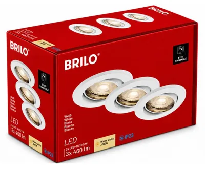 Produktbild von Briloner KULANA LED Einbauleuchten 3er Set Weiß 3x5W 460lm 3000K Dimmbar