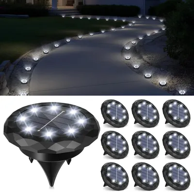 Productafbeelding van 10 stuks solarlampen, tuinverlichting op zonne-energie, IP65 waterdicht