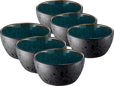 Produktbild von Bitz Bowl matt black / shiny green 12 cm Set6