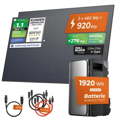 Produktbild von SOLARWAY Balkonkraftwerk 920 Watt Max | EcoFlow STREAM Max 1920 Wh Batterie