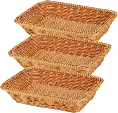 Produktbild von Famanu Rechteckige Korbset - 3 Stück - 30 x 20 x 7 cm - Für Obst, Gemüse, Snacks - Tischkorb
