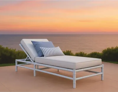 Produktbild von Casa Padrino Luxus Gartenliege Grau / Weiß 210 cm - Hotel & Garten Möbel