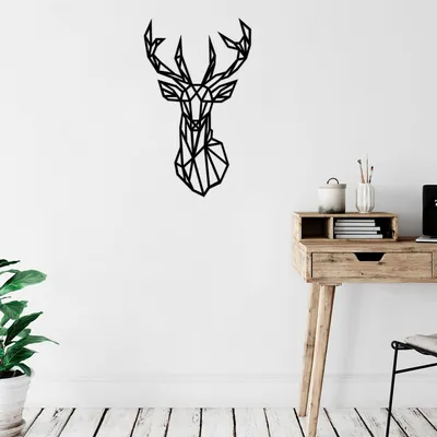 Produktbild von Wallity, Geyik- SKL1390, Schwarz, Sonstige Wohndekorationen, 39 x 65 cm, 100% Holz (Dicke: 8 mm)