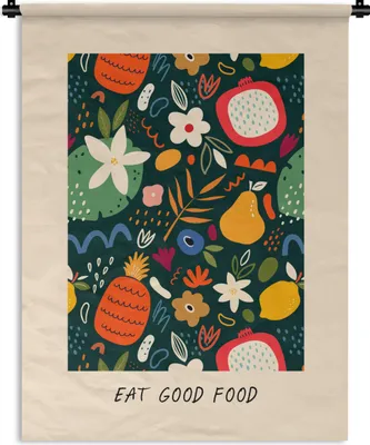Produktbild von MuchoWow® Wandteppich Wandbehang Essen Sie gut - Zitate - Sprichwörter - Essen 60x80 cm Tapisserie Dekoration Wandtuch - Decke - Wandtücher - Wohne
