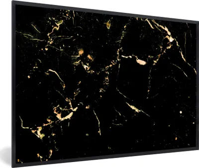 Produktbild von MuchoWow® MuchoWow® Gerahmtes Poster Marmor - Limette - Schwarz - Gold 60x40 cm - Poster mit zchwarzem Bilderrahmen - Printing - Wanddeko Schlafzimmer