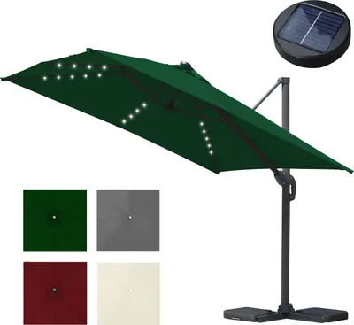Produktbild von Hengda Sonnenschirm Ampelschirm Ø3m drehbar,neigbar,360° Rotation,Marktschirm,LED,Grün