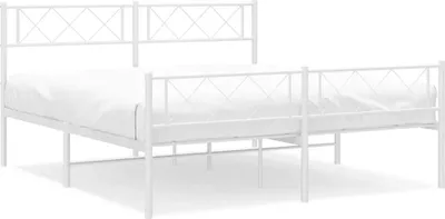 Obrázek produktu pro vidaXL Postel s čelem a nohou kovová bílá 135x190 cm