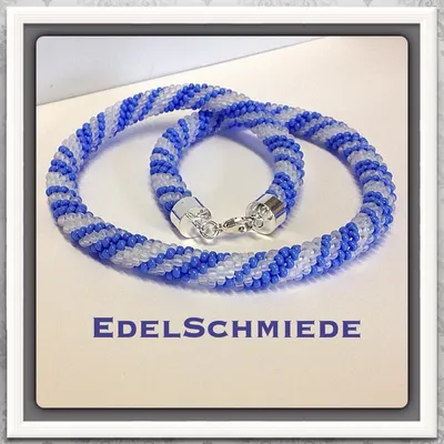 Produktbild von Edelschmiede925 Häkelkette mit 925 Verschluß weiß matt mit blau