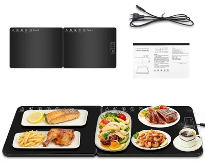 Warmhalteplatte 80×30 cm, klappbar, 180 W, 40–100 °C, Timer