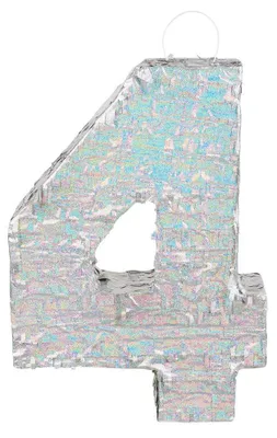Image de Piñata chiffre 4 holographique argenté