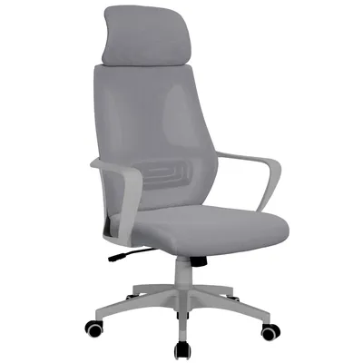 Produktbild von Bürostuhl mit Lordosenstütze im Netzstoff-Design Schreibtischstuhl mit Wippfunktion ergonomischer Drehstuhl mit einer verstellbaren atmungsaktiven Rückenlehne,Farbe:Grau