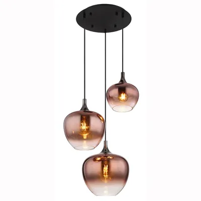 Produktbild von Hängeleuchte, 3-Flammig, Glas kupfer, schwarz, H 120 cm