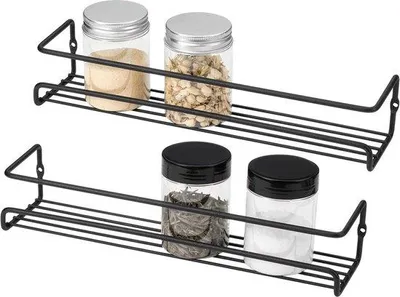 Image de Étagères murales pour herbes aromatiques - armoires suspendues robustes en noir - aménagement de cuisine compact