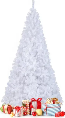 Produktbild von GOPLUS 240 cm Künstlicher Weihnachtsbaum, Weißer Tanne Christbaum mit Metallständer, Festliche Weihnachtdekoration für Drinnen, Einfacher Aufbau & Lagerung, Weiß